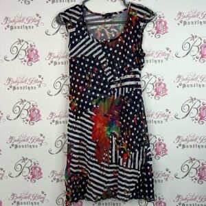 Tricotto Dress floral flowers mesh style patchwork Polka Dots and Stripes